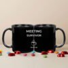 Meeting Survivor 9to9 Club Black Coffee Mug | OOMAA