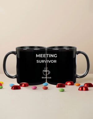 Meeting Survivor 9to9 Club Black Coffee Mug | OOMAA